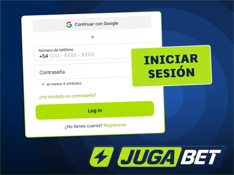 Pantalla de inicio de sesión de JugaBet Pantalla de inicio de sesión de JugaBet